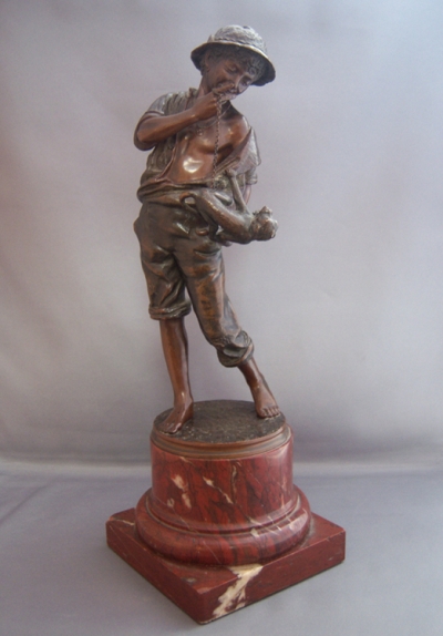 Danish Bronze of Boy with Monkey
